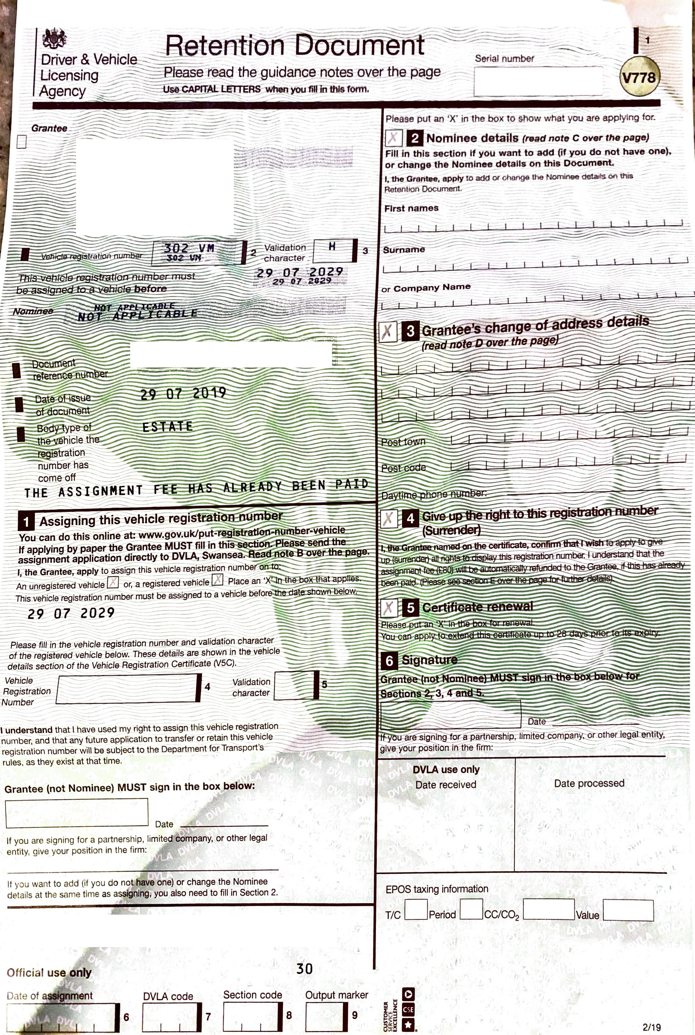 #39 302 VM #39 NUMBER PLATE for sale by auction in United Kingdom