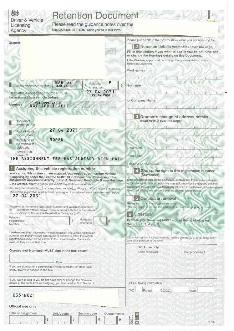 'BAB 3E' - NUMBER PLATE for sale by auction in , United Kingdom