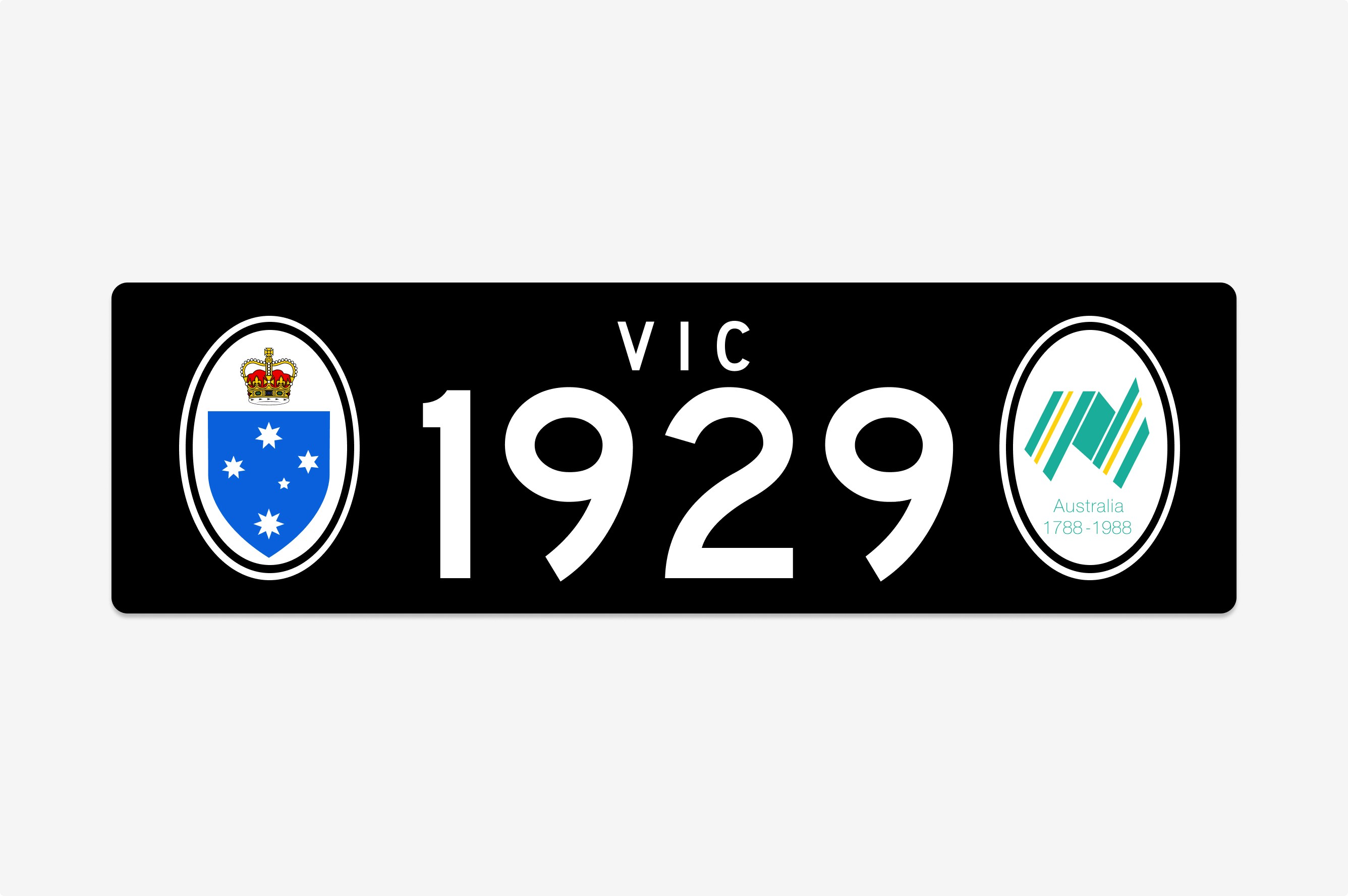 '1929' Victoria Bicentennial Number Plate for sale by auction in VIC