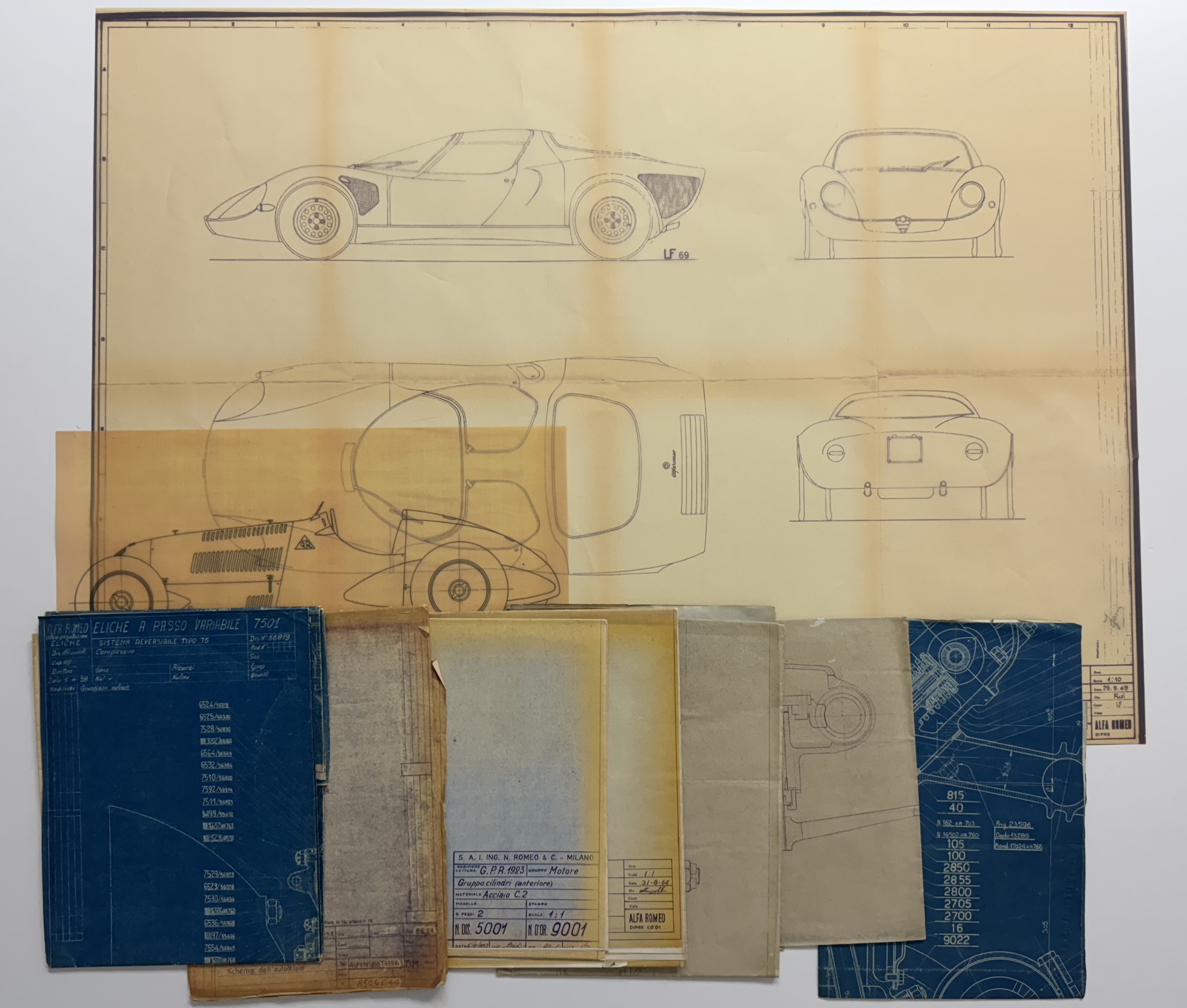 A Collection Of Alfa Romeo Blueprints for sale by auction in Milan, Italy, image size:2000x1699
